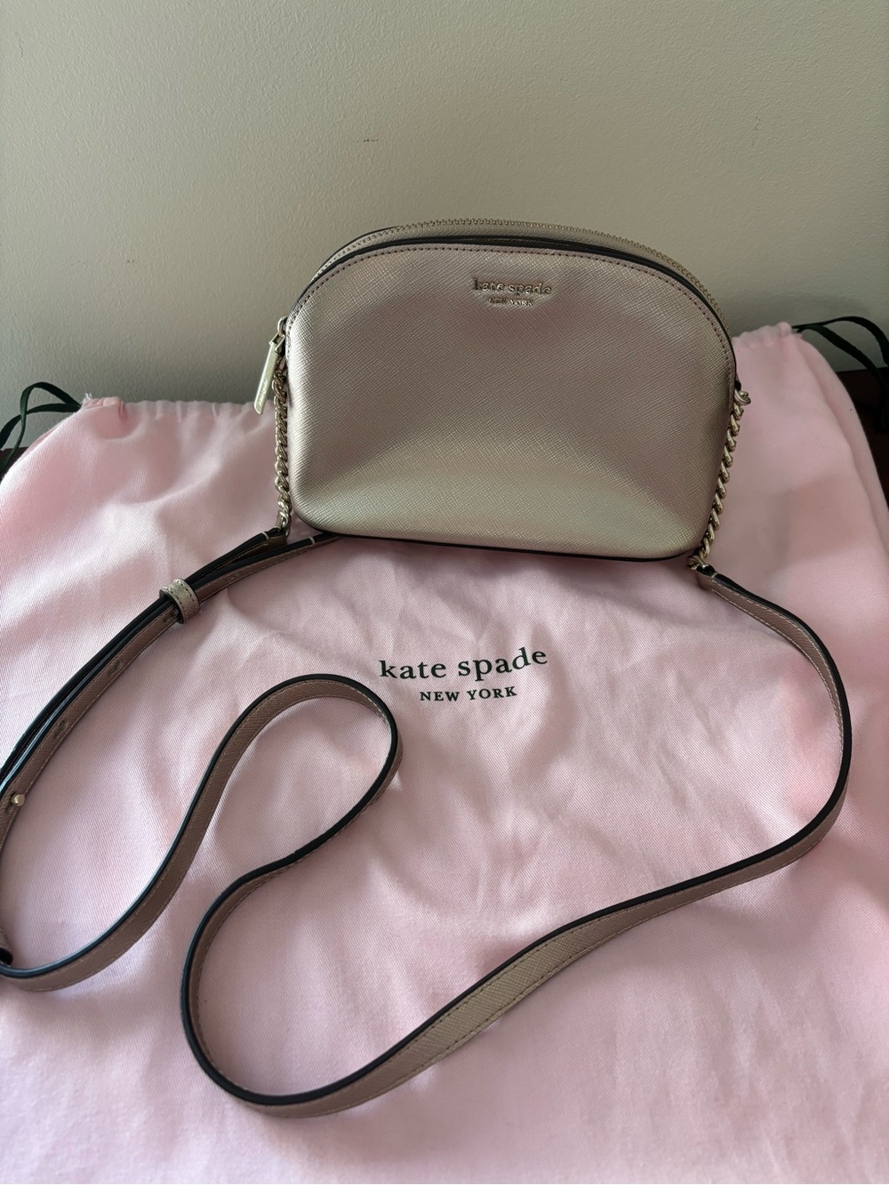kate spade Metallic Rose Gold Crossbody Bag